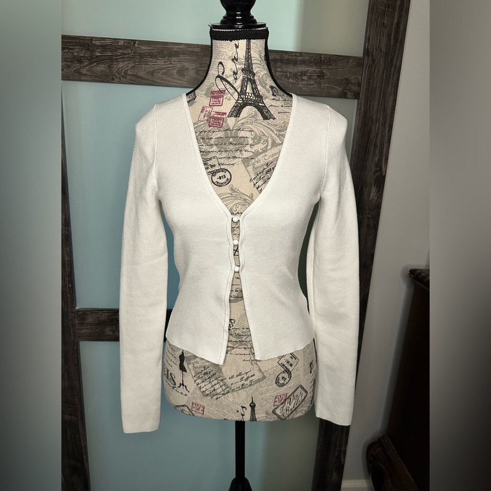 Express white Button-Up Cardigan Top